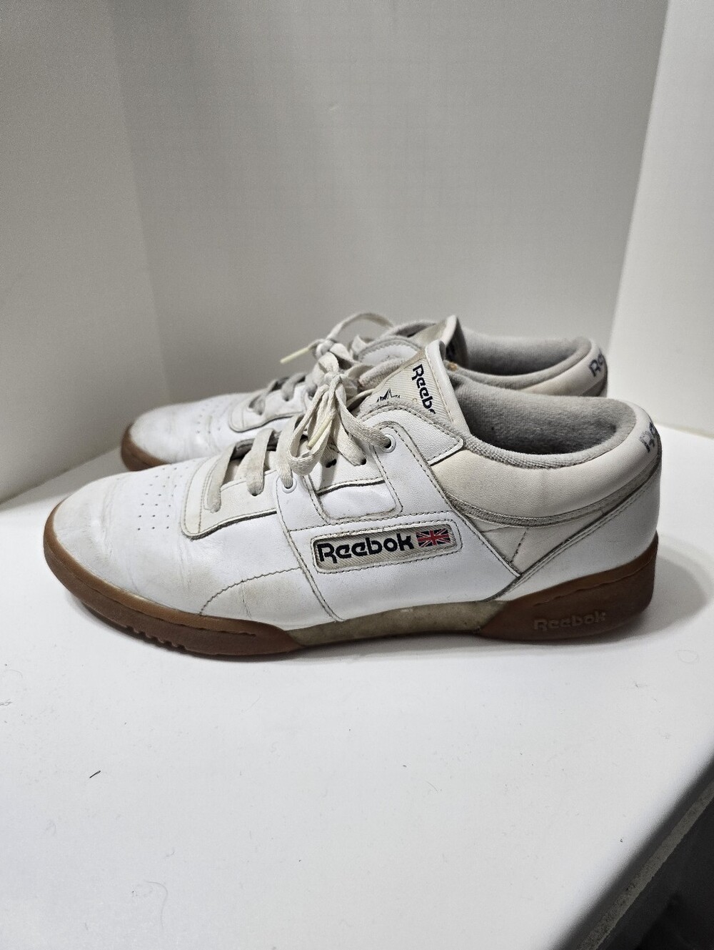 Reebok White Leather Sneakers with Gum Outsole